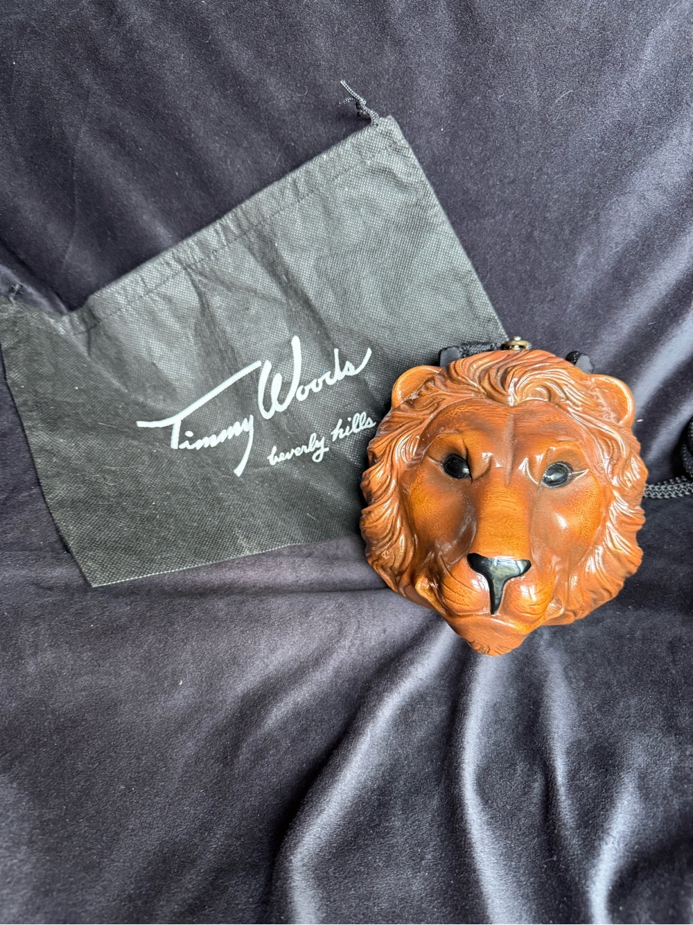 Timmy Woods Tan Sculpted Lion Head Shoulder Bag